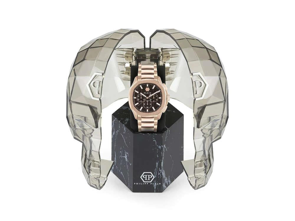 Montre à Quartz Philipp Plein 44 mm, PVD Or Rose, Marron, PWSAA0623