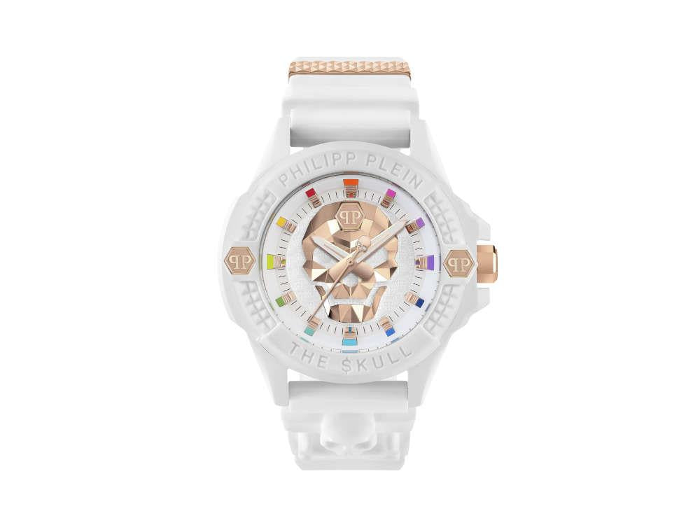 Montre à Quartz Philipp Plein The Skull Ecoceramic, Blanc, 44 mm, PWUBA0123