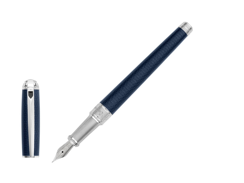 Stylo Plume S.T. Dupont New Line D Medium, Laque, Bleu, Guilloche