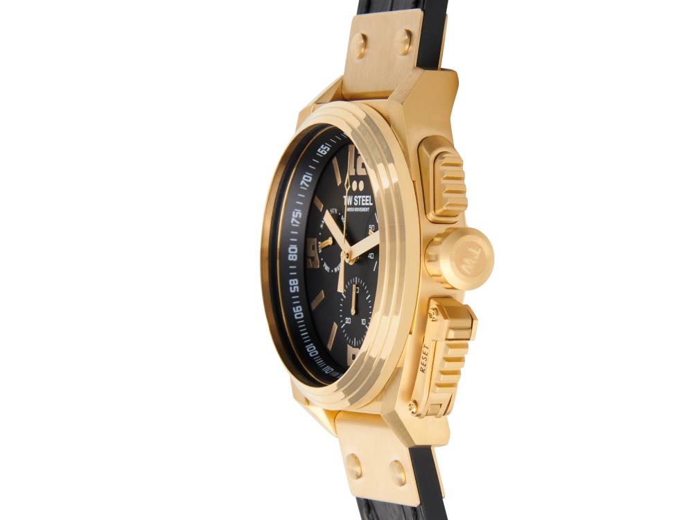 Montre à Quartz TW Steel Swiss Canteen, Noir, 46 mm, Cuir, 10 atm, TW1118