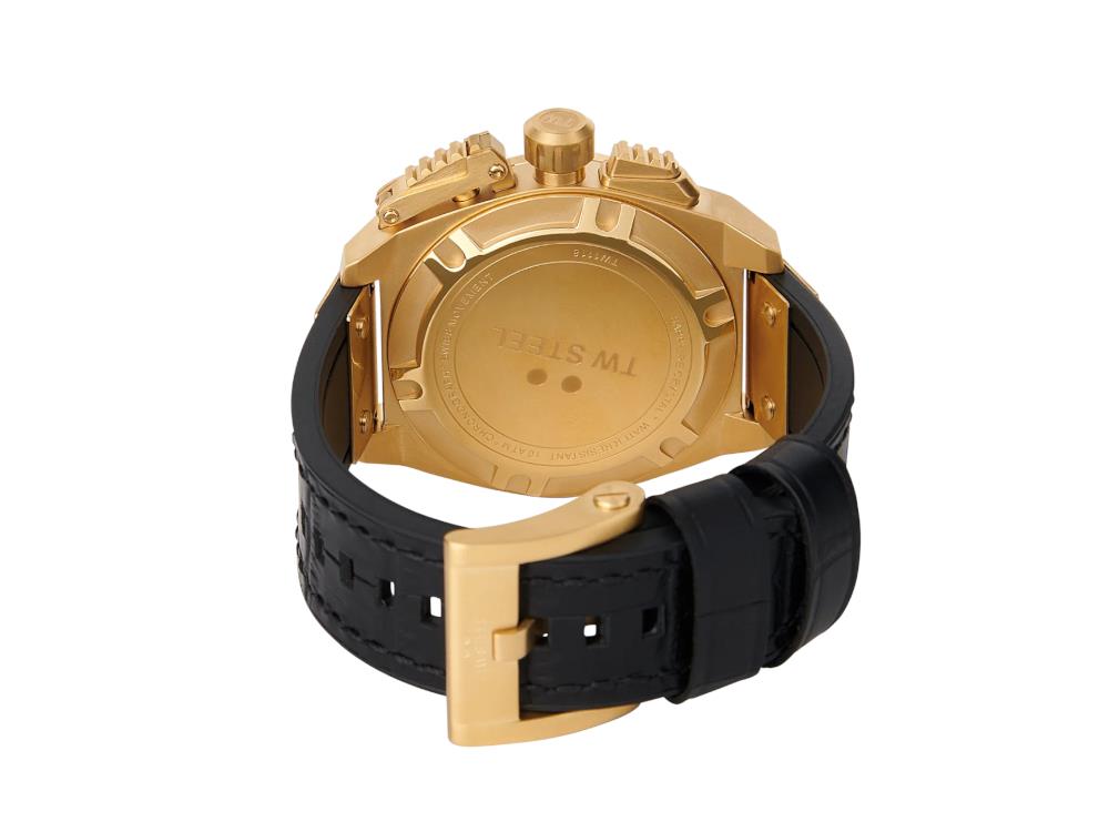Montre à Quartz TW Steel Swiss Canteen, Noir, 46 mm, Cuir, 10 atm, TW1118