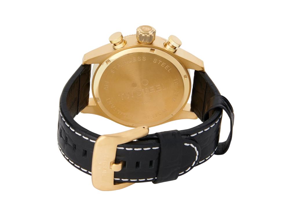 Montre à Quartz TW Steel Volante, Noir, 48 mm, Bracelet en cuir, 10 atm, VS115