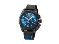 Montre à Quartz TW Steel Canteen, Bleu, 46 mm, Bracelet en cuir, 10 atm, TW1016