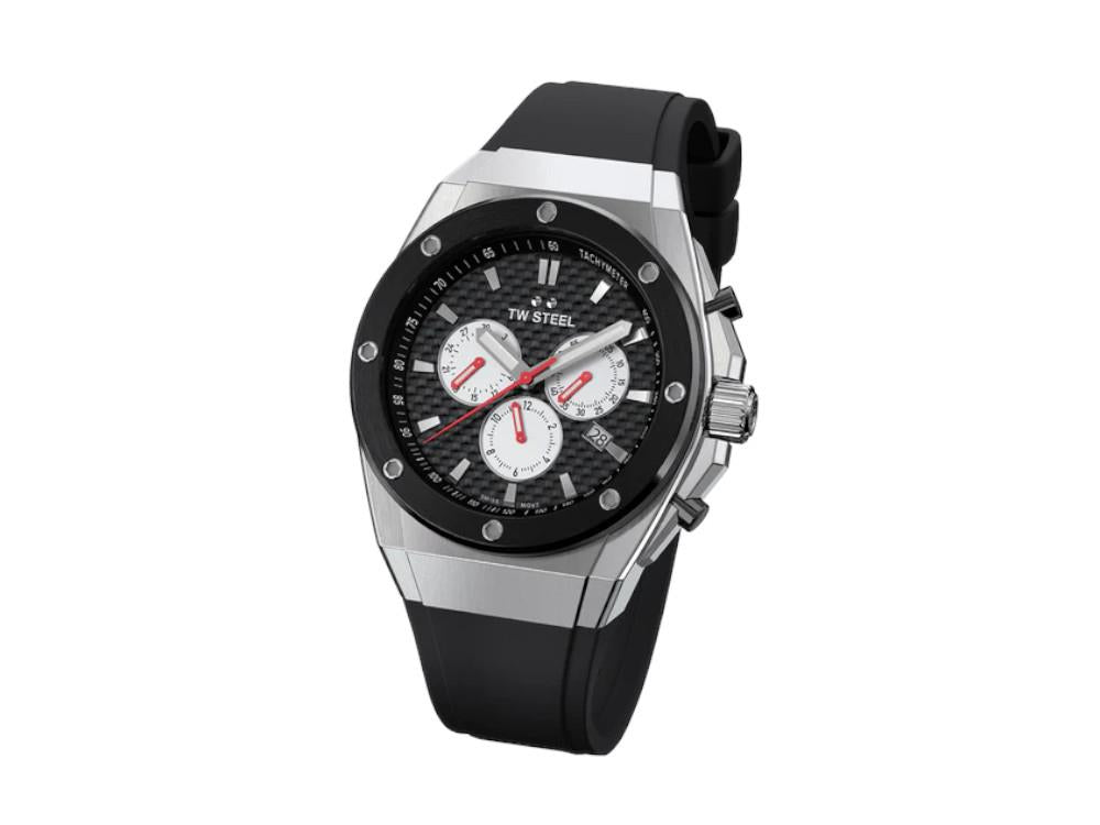 Montre à Quartz TW Steel Ceo Tech 44mm, Noir, 44 mm, Caoutchouc, CE4049