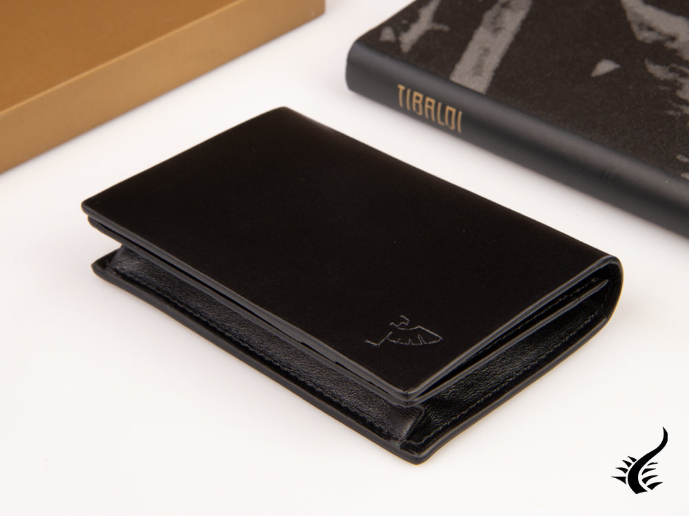 Porte-cartes Tibaldi Leather, Cuir, Coton, Noir, 6 Cartes de crédit, LTM-BCC