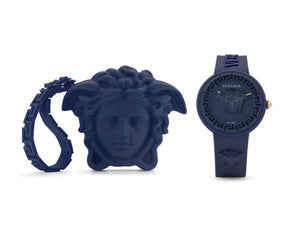 Montre à Quartz Versace Medusa Pop, Silicone, Bleu, 39 mm, VE6G00623
