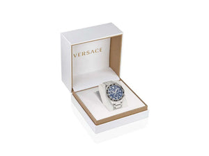 Montre à Quartz Versace Greca Dome Chrono, Bleu, 43mm, Verre saphir, VE6K00323