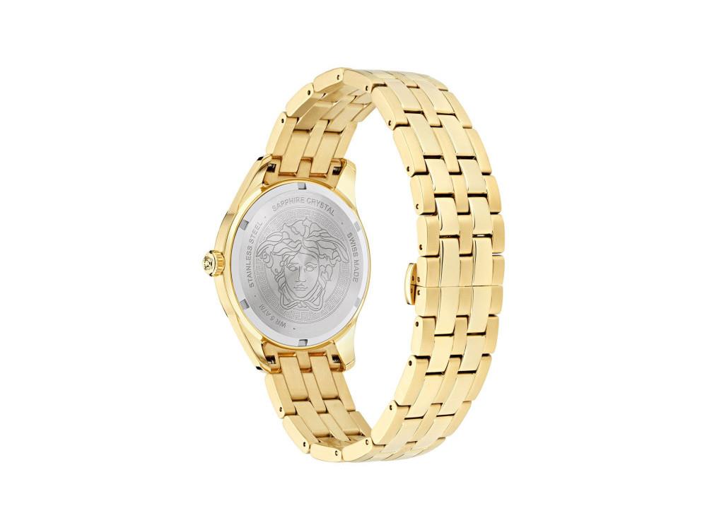 Montre à Quartz Versace Greca Time GMT, PVD Or, Noir, 41 mm, VE7C00723