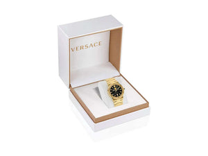 Montre à Quartz Versace Greca Logo Moonphase, PVD Or, Noir, 38 mm, VE7G00323