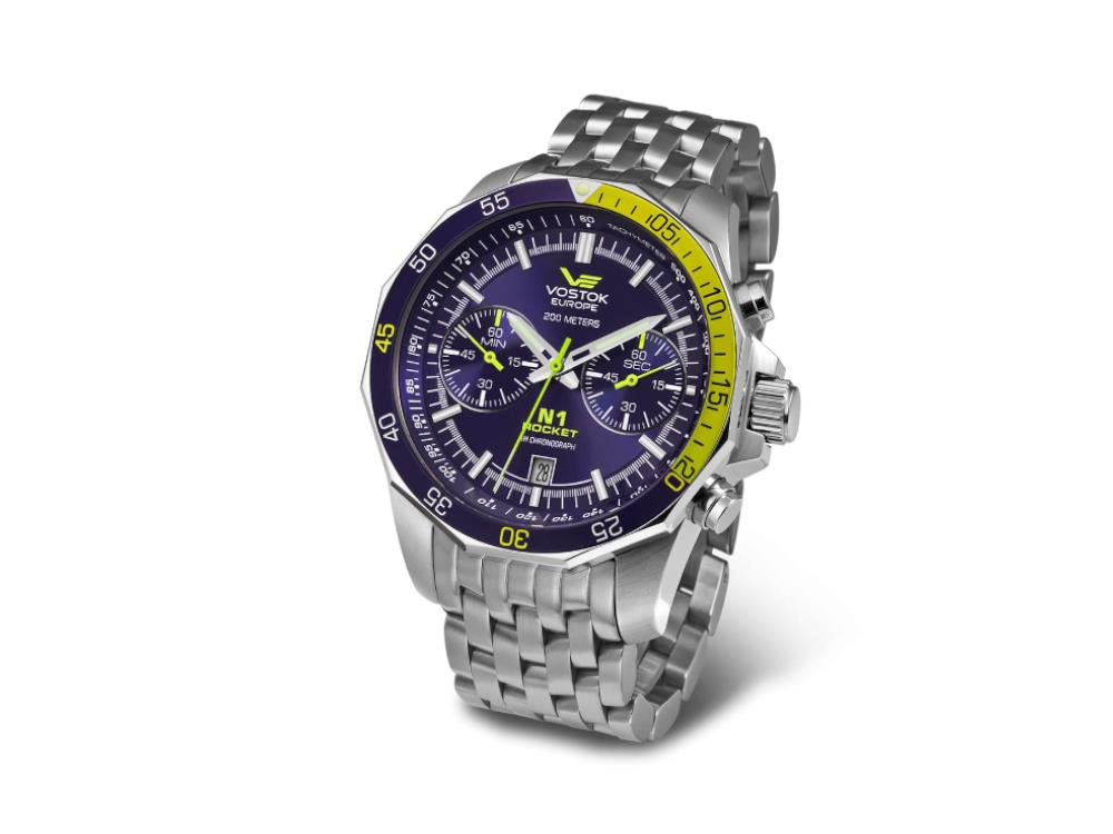 Montre à Quartz Vostok Europe Rocket N-1, Bleu, 46 mm, Chrono, 6S21-2255253-B