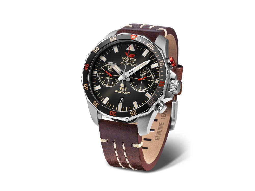 Montre à Quartz Vostok Europe Rocket N-1, Noir, 46mm, Chronographe, 6S21-225A618