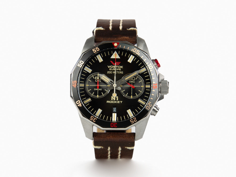 Montre à Quartz Vostok Europe Rocket N-1, Noir, 46mm, Chronographe, 6S21-225A618