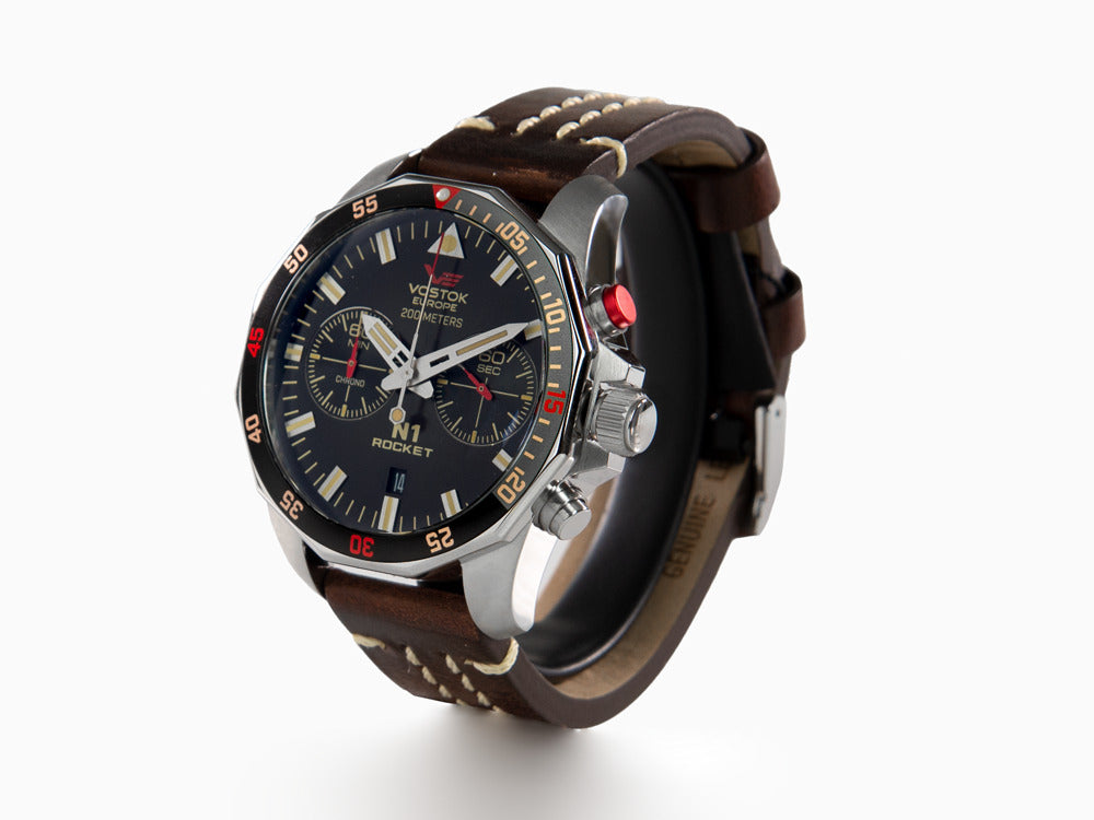 Montre à Quartz Vostok Europe Rocket N-1, Noir, 46mm, Chronographe, 6S21-225A618