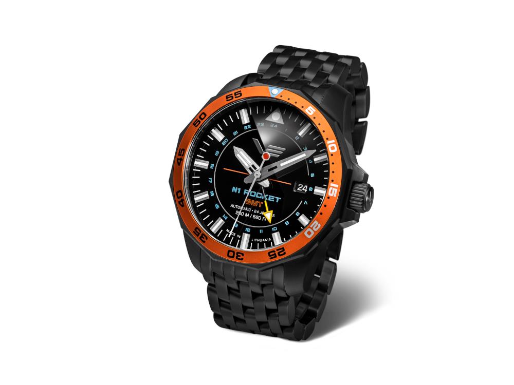 Montre Automatique Vostok Europe Rocket N-1, Noir, 46 mm, GMT, NH34-225C714-B