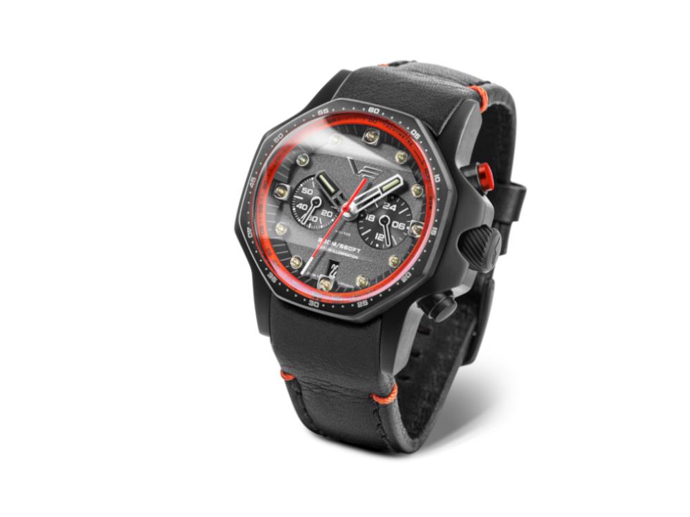 Montre à Quartz Vostok Europe Atomic Age, PVD, Noir, 48 mm, Chrono, VK64-640C699