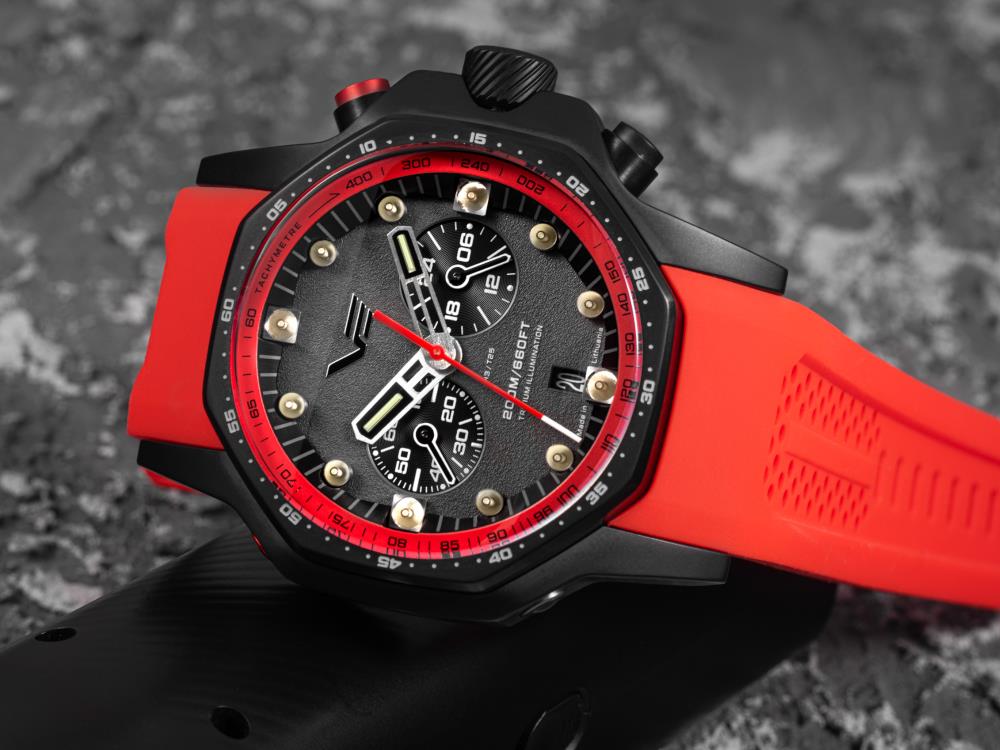 Montre à Quartz Vostok Europe Atomic Age, PVD, Noir, 48 mm, Chrono, VK64-640C699