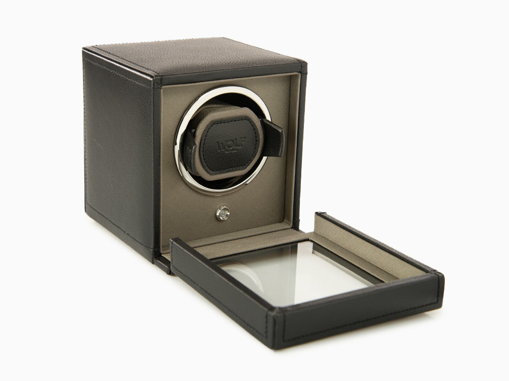 Remontoir WOLF Cub, 1 Montre, Noir, Cuir Vegan, 461103