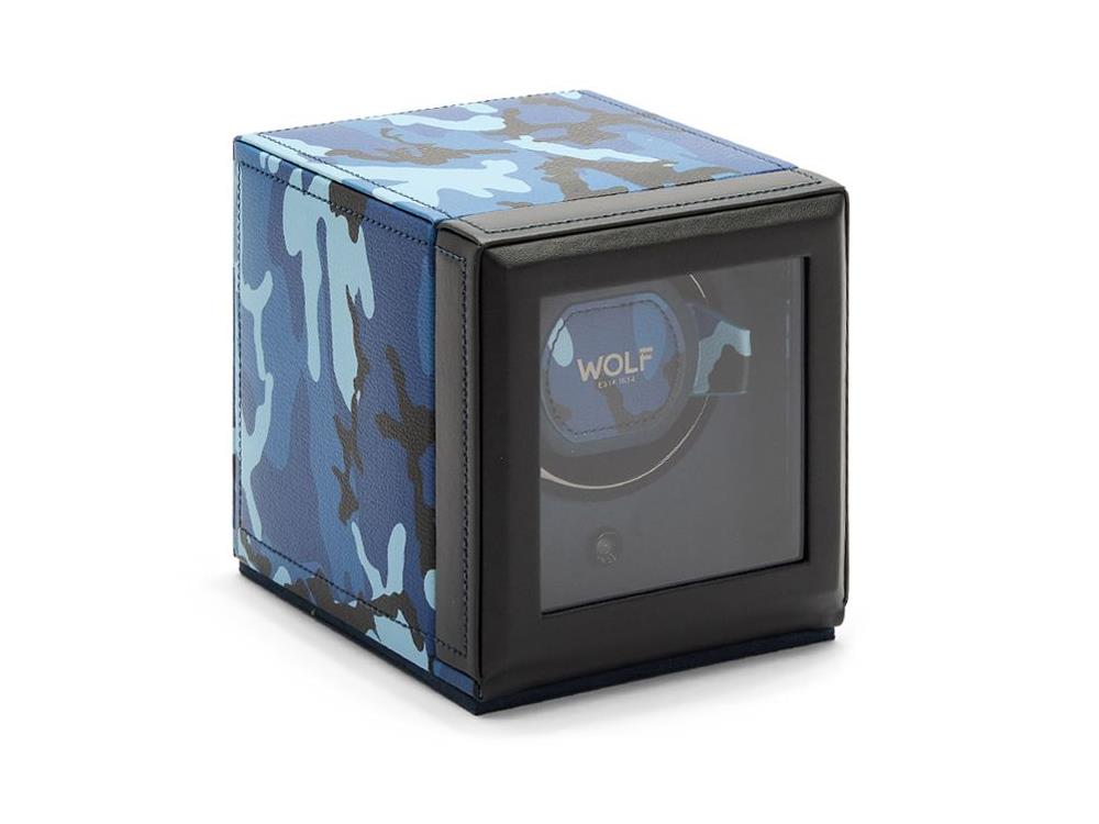 Remontoir WOLF Elements Water, 1 Montre, Bleu, Cuir Vegan, 665171