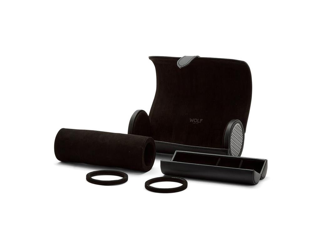 Étui WOLF Axis, 3 Montres, Noir, Cuir, 488403