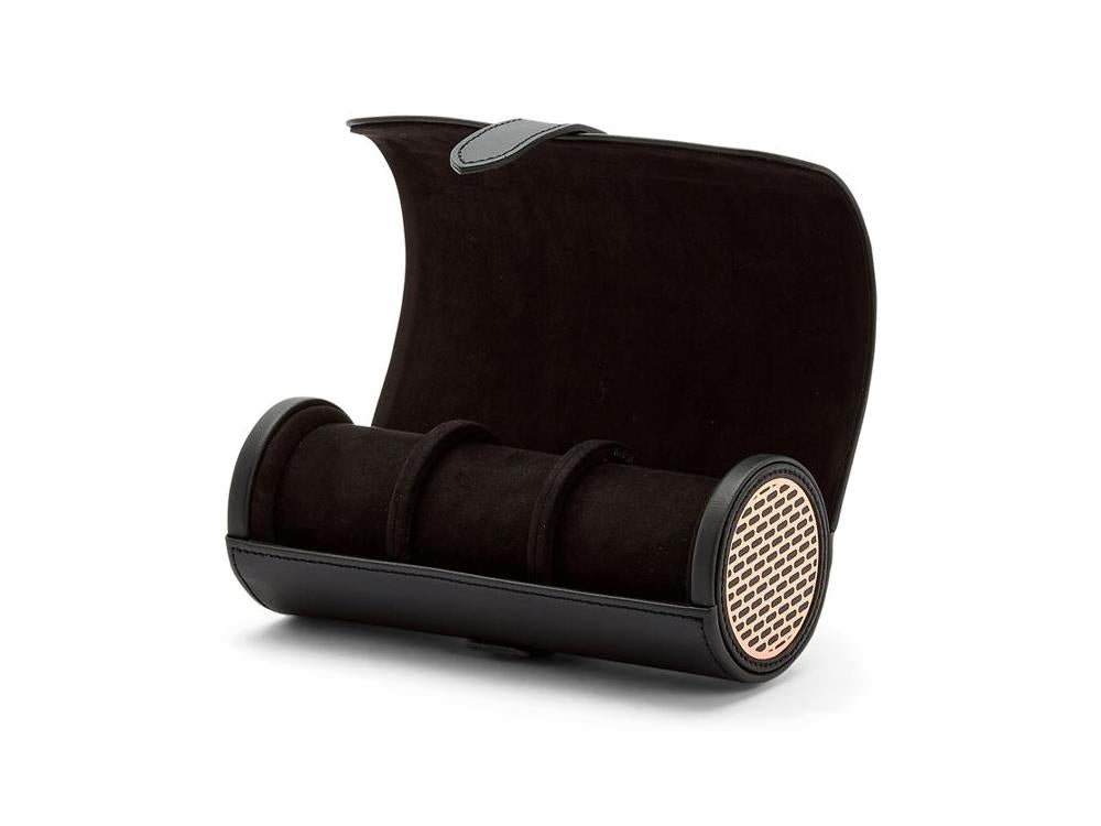 Étui WOLF Axis, 3 Montres, Noir, Cuir, 488416