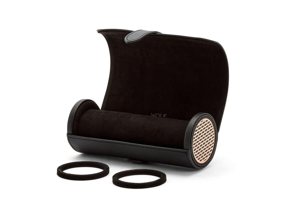 Étui WOLF Axis, 3 Montres, Noir, Cuir, 488416