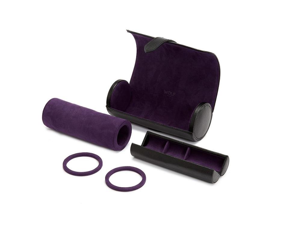 Étui WOLF Blake, 3 Montres, Noir, Cuir, 305028