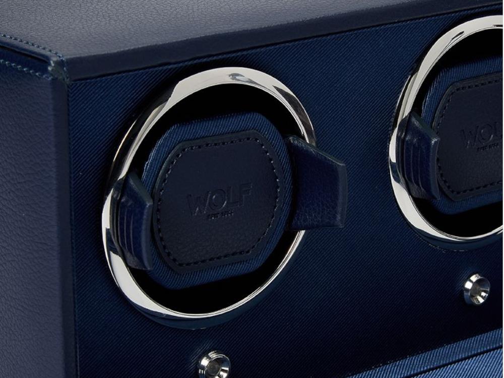 Remontoir WOLF Cub, 2 Montres, Bleu, Cuir Vegan, 461217